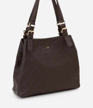 Cartera Hobo Grande con Textura y Detalles en Metal 2