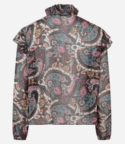 Blusa en Chiffon con Cuello Alto y Estampa Paisley 9