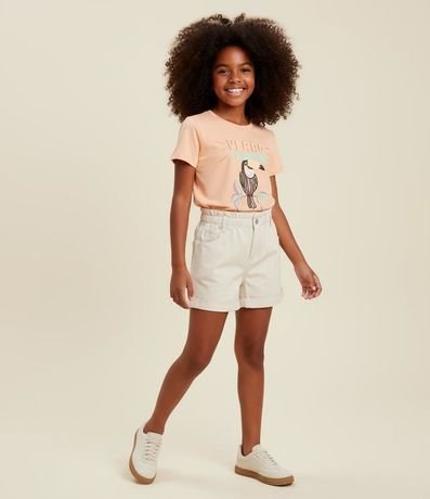 Short Clochard Infantil en Sarga con Cintura Elástica - Talle 5 a 14 años