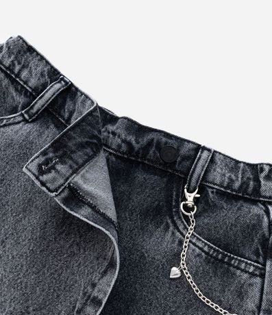 Short Pollera Infantil en Jeans con Adorno de Cadena - Talle 7 A 14 años 5