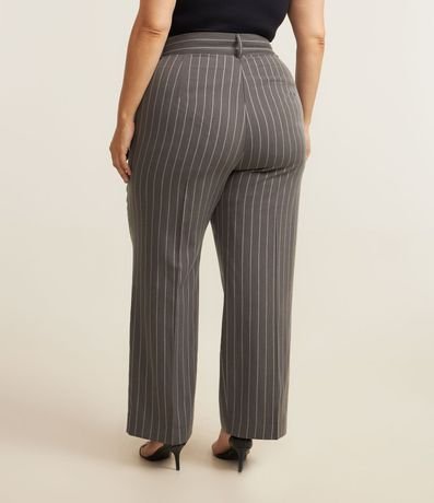 Pantalón Recto en Sastrería con Raya de Tiza y Pliegue Curve & Plus Size 3