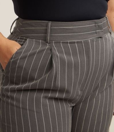 Pantalón Recto en Sastrería con Raya de Tiza y Pliegue Curve & Plus Size 4