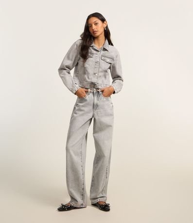 Pantalón Baggy en Jeans con Trabillas y Bolsillos