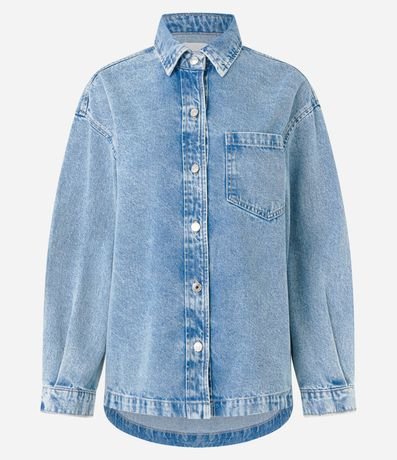 Camisa Oversized en Jeans con Bolsillo y Sisa Deslocada 4