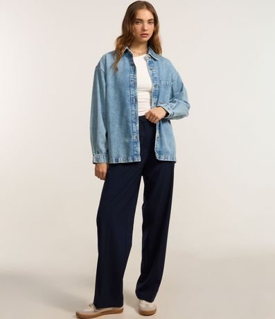 Camisa Oversized en Jeans con Bolsillo y Sisa Deslocada 3