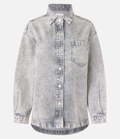 Camisa Oversized en Jeans con Bolsillo y Sisa Deslocada 5