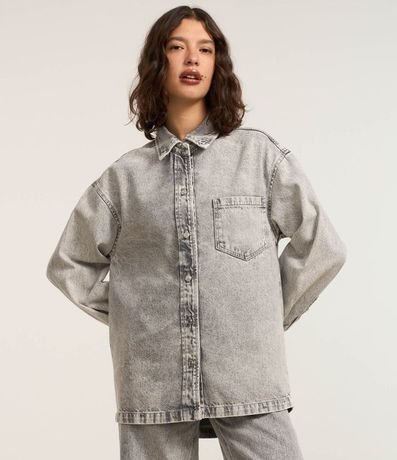 Camisa Oversized en Jeans con Bolsillo y Sisa Deslocada 2