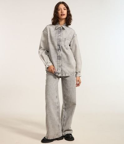 Camisa Oversized en Jeans con Bolsillo y Sisa Deslocada 3
