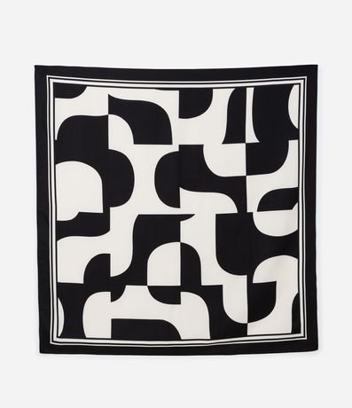 Pañuelo Cuadrado en Satén con Estampado Geométrico Bicolor