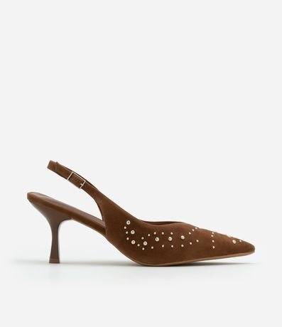 Zapato Tacones en Efecto Gamuzado con Tachuelas