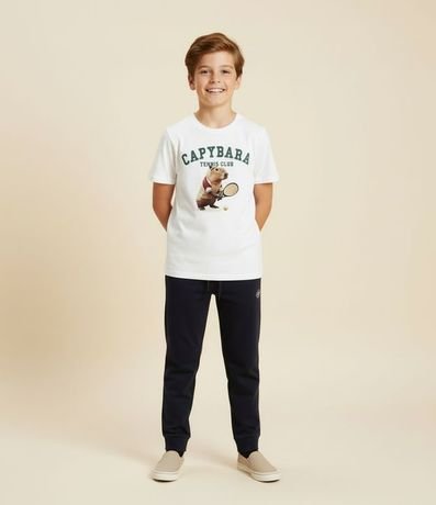 Remera Infantil con Estampa de Carpincho Tenista - Talle 5 a 14 años