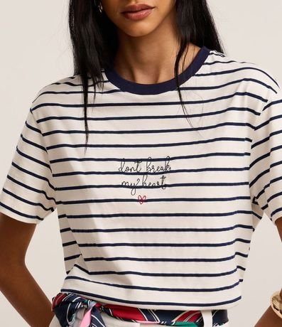 Blusa Slim Rayada en Algodón con Bordado Romantico 3