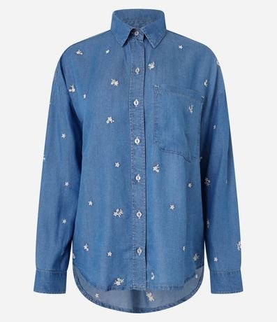 Camisa en Jeans con Flores Bordadas 5