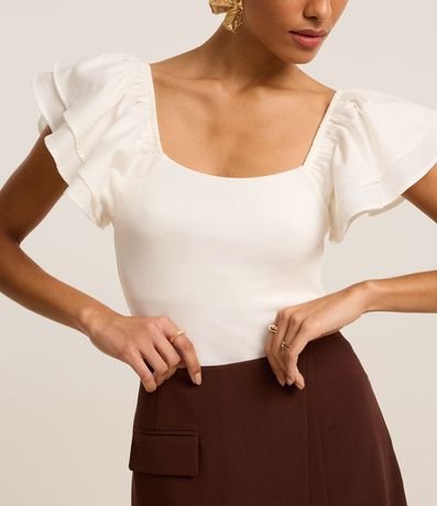 Body Canelado en Rib con Volado en la Manga 5