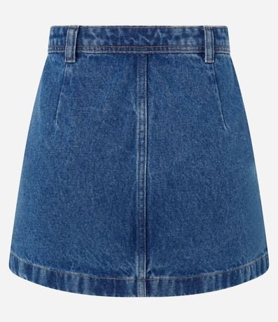 Pollera Corta en Jeans con Botones y Bolsillos Delanteros 6