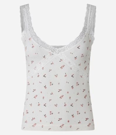 Blusa de Pijama Seamless con Estampa Floral y Encaje Cruzado 4