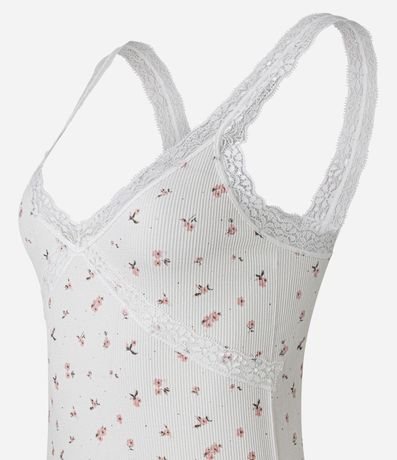 Blusa de Pijama Seamless con Estampa Floral y Encaje Cruzado 5