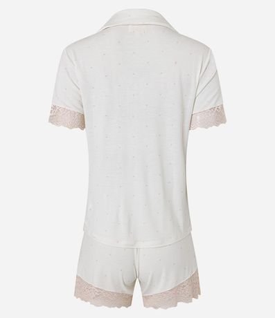 Pijama Short Doll Americano con Encaje en la Bajo y Estampa Mini de Lunares 7