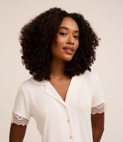 Pijama Short Doll Americano con Encaje en la Bajo y Estampa Mini de Lunares 3