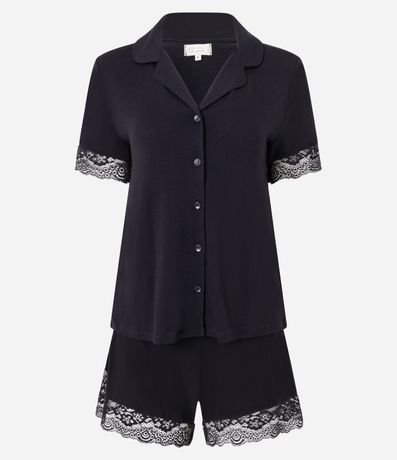 Pijama Short Doll Americano en Viscosa con Encaje 4