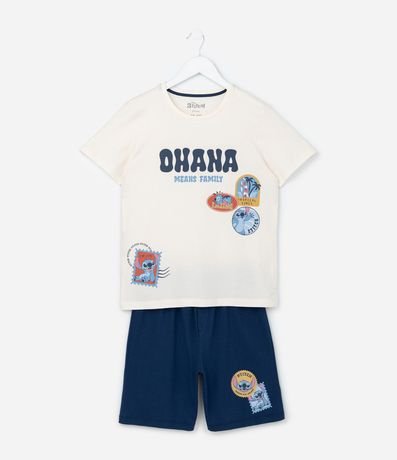 Pijama Infantil con Estampa de Stitch Ohana - Talle 2 a 14 años