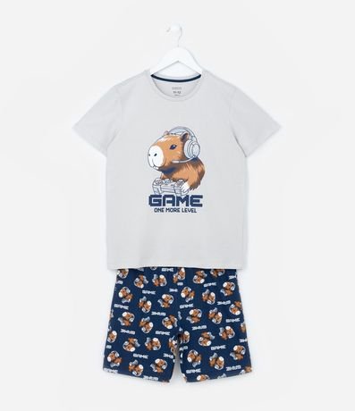 Pijama Infantil con Estampa Capivara Gamer - Talle 7 a 16 años