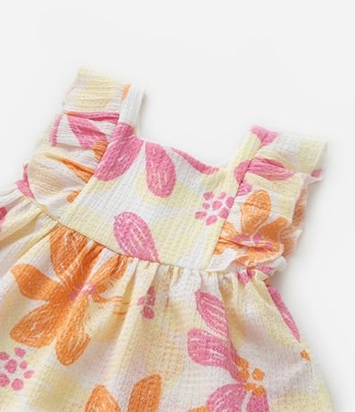 Vestido Infantil con Estampa Floral y Textura - Talle 0 a 18 Meses 5