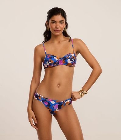 Bikini Bombacha Lateral Drapeada en Microfibra con Estampa Floral 1