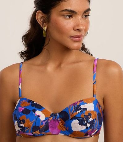 Bikini Top Media Taza en Microfibra con Estampa Floral 3