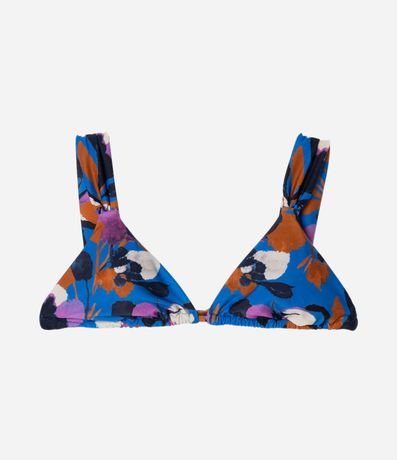 Bikini Top Triangular Fruncido Alargado en Microfibra con Estampa Floral 5