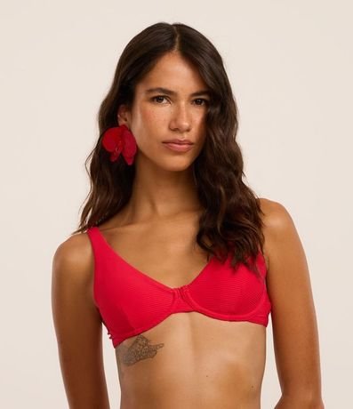 Bikini Top Media Taza Alargado en Microfibra Acanalada