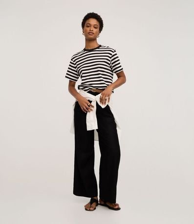 Remera Oversized en Algodón con Rayas Horizontales