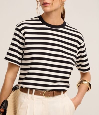 Remera Oversized en Algodón con Rayas Horizontales 4