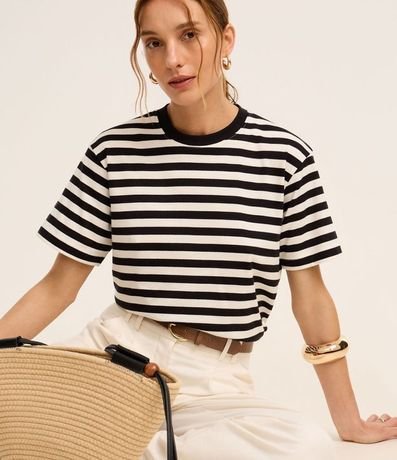 Remera Oversized en Algodón con Rayas Horizontales 6