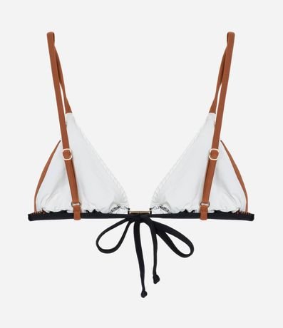 Bikini Top Triangular Fruncido en Microfibra con Bloque de Color y Adornos 6