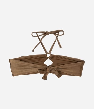 Bikini Top Bandeau en Microfibra Metálico con Anillos de Paja 6