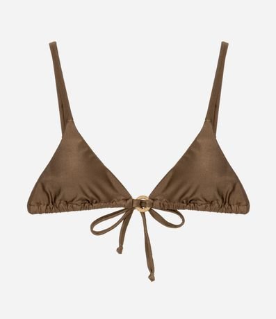 Bikini Top Triangular Fruncido Metalizada con Adorno Aro de Paja 5