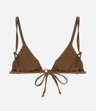 Bikini Top Triangular Fruncido Metalizada con Adorno Aro de Paja 6