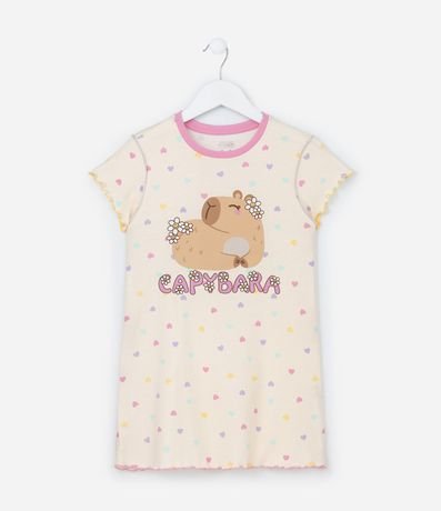 Camisón Infantil en Algodón con Estampa Carpincho - Talle 4 a 14 años 1