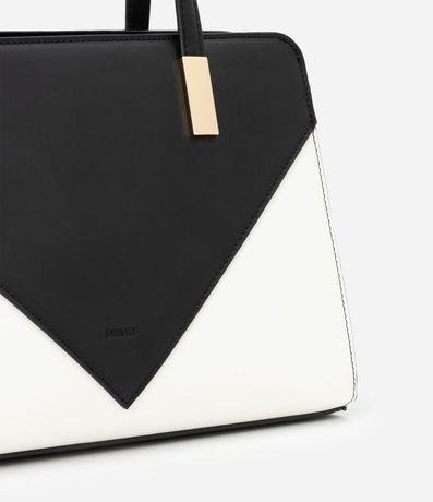 Bolsa Satchel Mediana con Detalles Contrastantes Bicolor 6