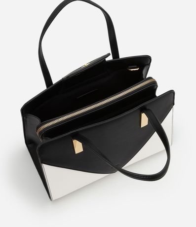 Bolsa Satchel Mediana con Detalles Contrastantes Bicolor 8