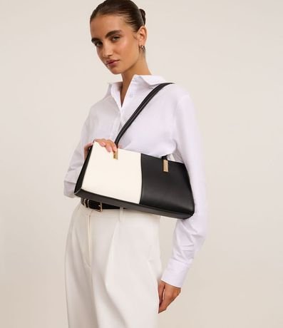 Cartera Shoulder Mediana con Recorte Bicolor 7