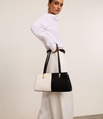 Cartera Shoulder Mediana con Recorte Bicolor 8