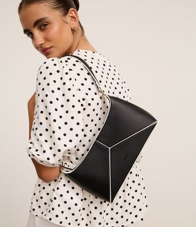 Cartera Baguette Mediana con Recortes Bicolor