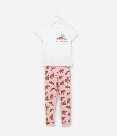 Pijama Infantil en Algodón con Estampa Capivaras - Talle 2 a 14 años