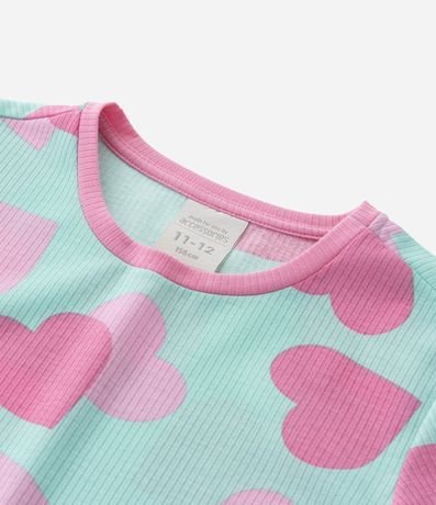 Pijama Infantil en Rib con Estampa Corazones - Talle 5 a 16 años 7