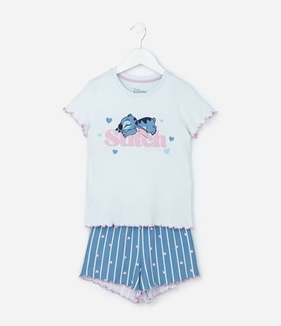 Pijama Infantil en Rib con Estampa de Stitch - Talle 5 a 14 años