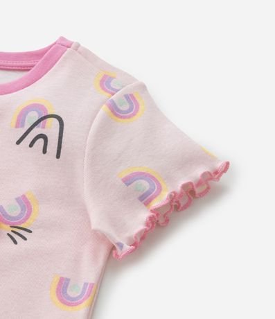 Pijama Corta Infantil con Estampa de Gatito con Bochechas de Pompón - Talle 1 a 4 años 8