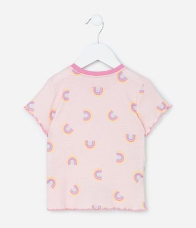 Pijama Corta Infantil con Estampa de Gatito con Bochechas de Pompón - Talle 1 a 4 años 3