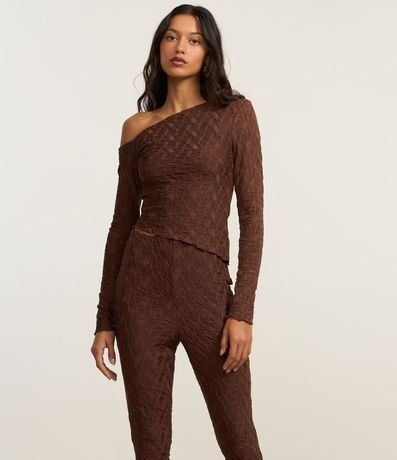 Pantalón Flare Texturizado con Bajo Ondulado 2